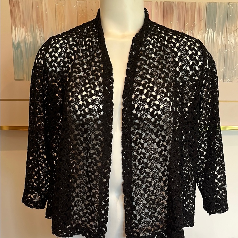 N Touch Black Lace Open Swing Cardigan S-M